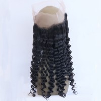 Gold Virgin Grade Pre Plucked 360 Lace Frontal Deep Wave Natural Hairline 360 Lace Frontal Closure Brazilian Remy Hair With Baby Hair