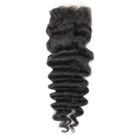 Human Hair Lace Closure Brazilian Deep Wave Virgin Hair Closure
