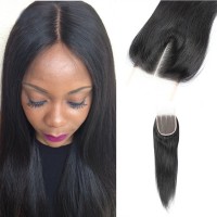 Peruvian Human Hair Lace Closure&Free/Three/Middle Part Silky Straight Hair Closures