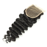 Human Hair Lace Closure Brazilian Deep Wave Virgin Hair Closure
