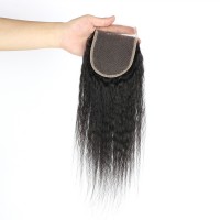 Italian Yaki Human Hair Lace Closure Free/Three/Middle Part Kinky Straight Hair Closures