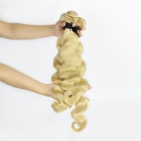 Silver Virgin Grade Blonde Color Human Hair Weft Body Wave #613 Hair Extension