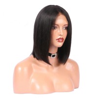 8A Full Lace Human Hair Wigs For Black Women 150% Density Short Bob Silky Straight Bob Lace Wigs