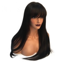 ISABEL Peruvian Hair Silky Straight Full Lace Human Hair Wigs With Thickness Bangs Glueless Human Hair Wigs For Black Women