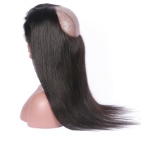 Gold Virgin Grade Brazilian Silky Straight Pre Plucked 360 Lace Frontal with Baby Hair Free Part Natural Color 100% Human Hair Closure