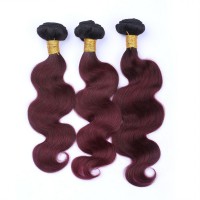Gold Virgin Grade Hair Bundles #1B 99J Ombre Color Human Hair Weft Peruvian Body Wave Hair
