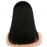 ISABEL Light Yaki Straight Short Bob Full Lace Human Hair Wigs 130% Density Glueless Human Hair Wigs For Black Women