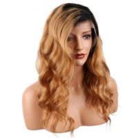 Ombre Color Full Lace Human Hair Wigs For Black Women 130% Density Body Wave T1B/27 Two Tone Color Lace Wig