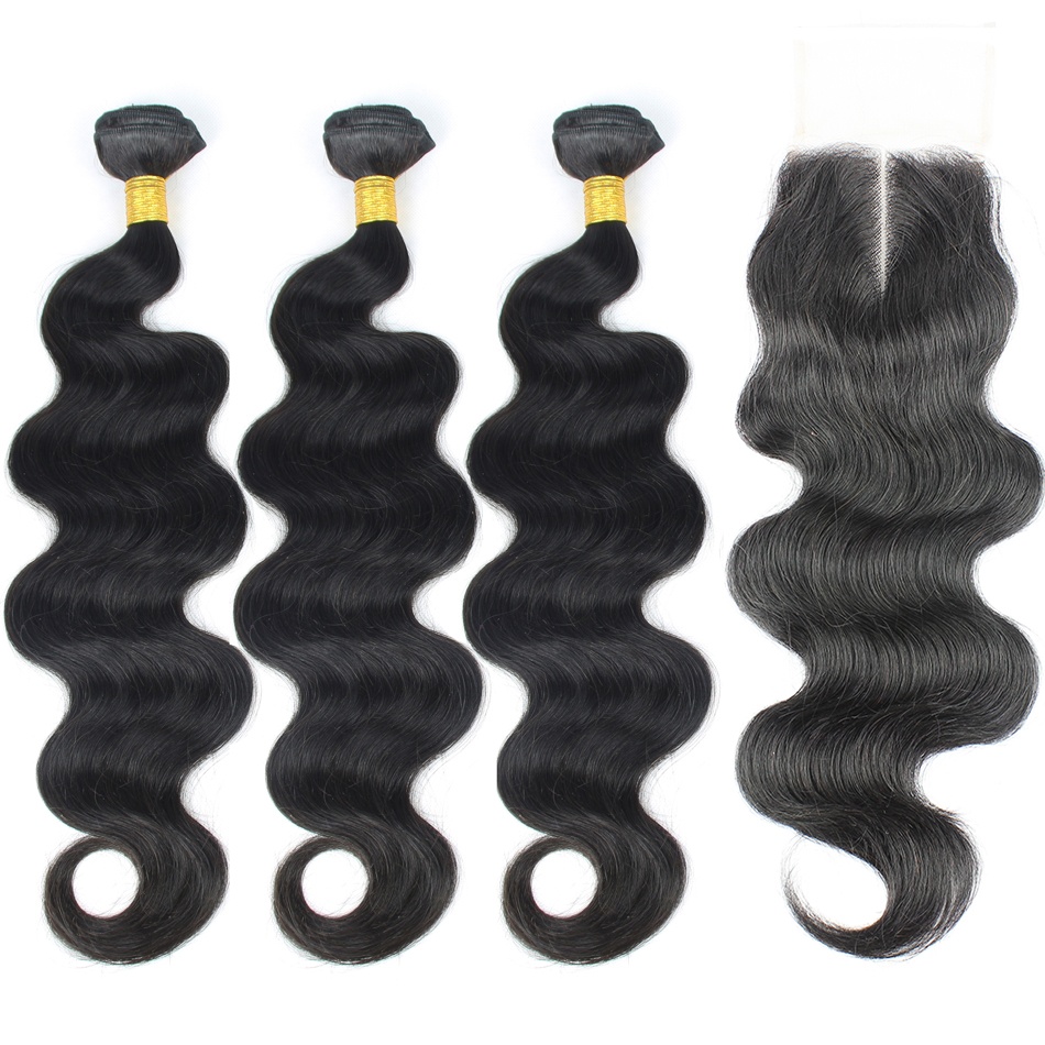 Silver Virgin Grade Human Hair Bundles With Closure Peruvian Virgin Hair Extensions With Lace Closure