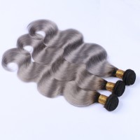 Gold Virgin Grade Ombre Human Hair Weft #1B Grey Ombre Hair Body Wave hair Extension 100% Unproceessed European Hair Bundles