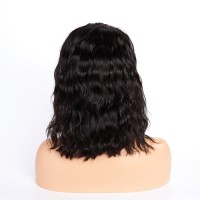 New Hot Wavy Human Hair Wigs Brazilian Virgin Hair 130% Density Short Bob Lace Front Wigs For Black Women