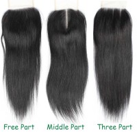 4*4 Hair Closure& Brazilian Hair Silky Straight Lace Closure& Free/Middle/Three Part Human Hair Closures
