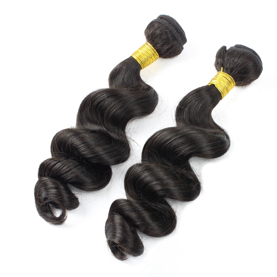 Silver Virgin Grade Loose Wave Human Hair Bundles 100% Peruvian Human Hair Weft