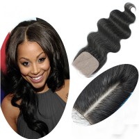 Gold Virgin Grade Brazilian Body Wave Silk Base Closure Human Hair Silk Top Lace Closure Middle/Free/3 Part Silk Base Lace Closure